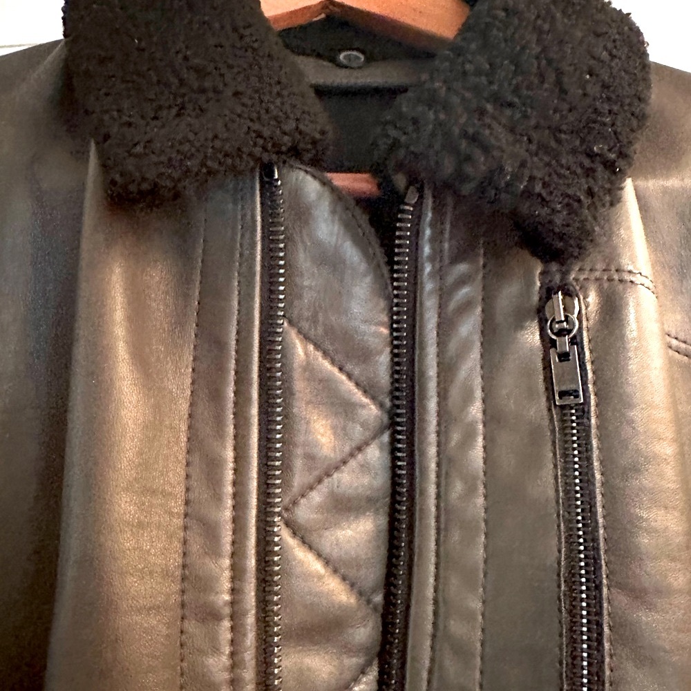 Authentic Lanvin leather jacket w/ shearling collar 🦄. Final sale - Picture 2 of 7
